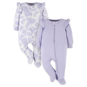 Modern Moments Sleep n’ Play Footed Footie PJ Pajamas 2 Pack 3-6M Purple